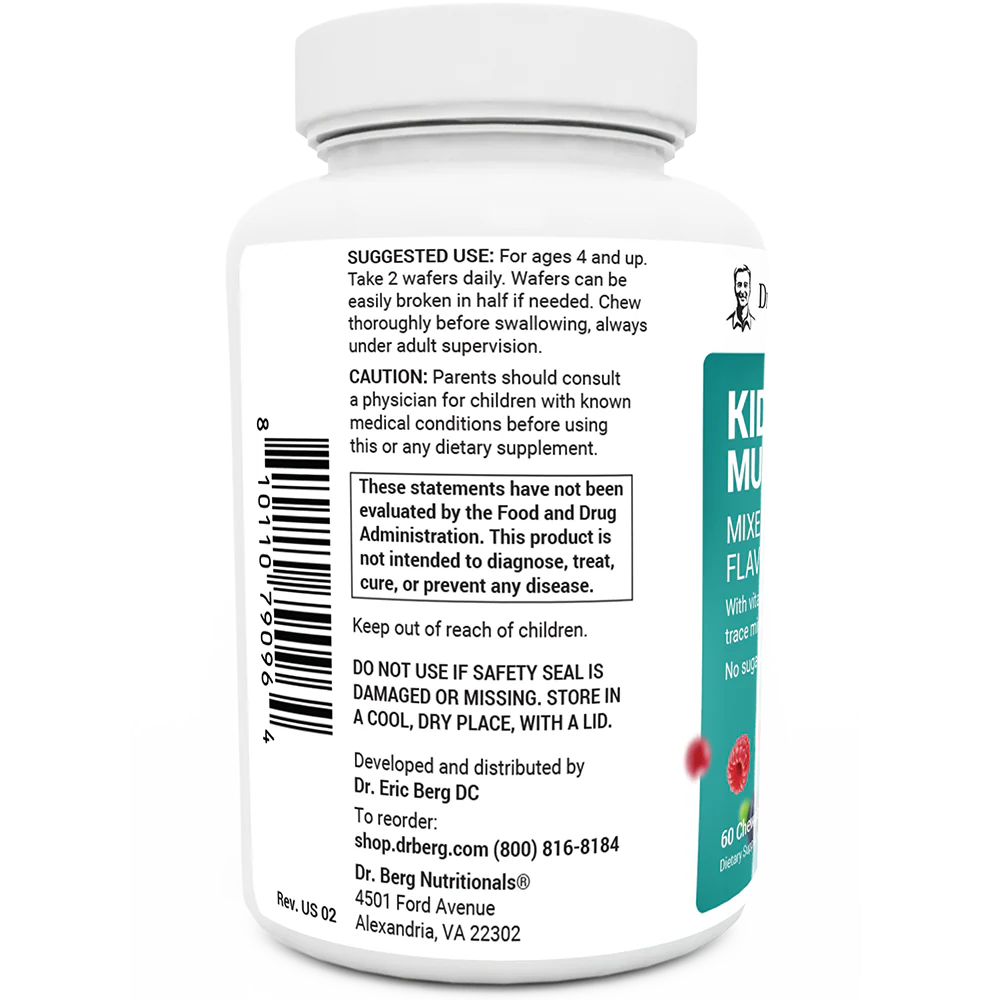 Kids Multivitamin No Sugar Added – Mixed Berry Chewable Vitamin – 60 Wafers - Image 5